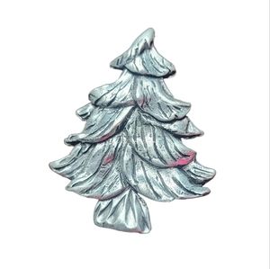 Christmas Tree Pin Brooch Marked PP 95 on Back Pewter in Color 1.5"